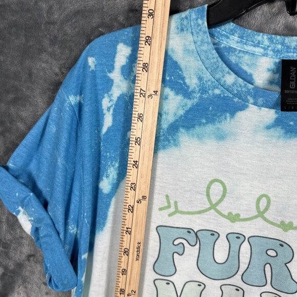 Women’s Dog Mom T Shirt “Fur Mama” Dog Lovers Blue Tye Dyed Shirt Adult Large - Picture 8 of 12